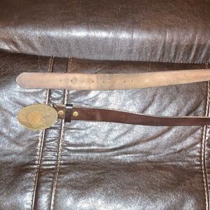 Leather belt with belt buckle